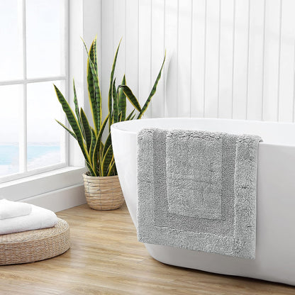 Bath Rug, 100% Cotton Soft & Absorbent Bath Mat, Reversible, Dorm Room Essentials, Long Branch Coconut
