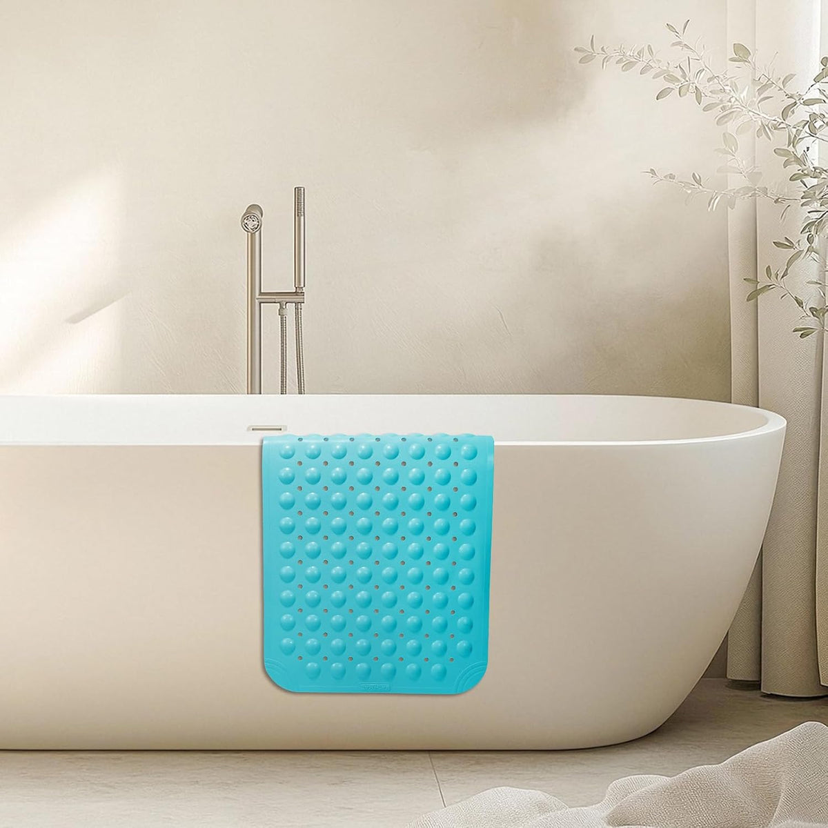 （TPE） Long Bathtub Mat Non Slip 39.5 x 16 Inch, Inside Shower Mats with Suction Cups & Drain Holes, Soft TPE Bath Mat for Tub, Quick-Drain Bathroom Floor Mats, Dark Gray
