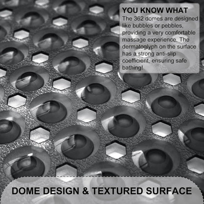 Bath Tub and Shower Mats, Non Slip 40 x 16 Inch Extra Large Bathtub Mat, Machine Washable Bathmat with Drain Holes, Suction Cups for Bathroom Floor, Gray