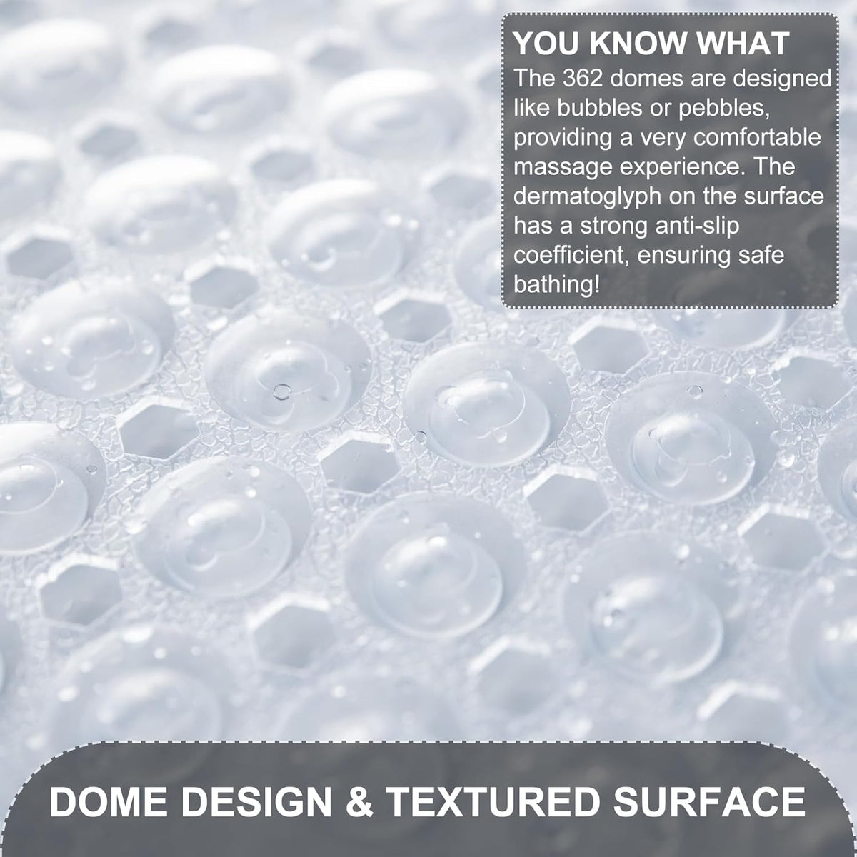 Bath Tub and Shower Mats, Non Slip 40 x 16 Inch Extra Large Bathtub Mat, Machine Washable Bathmat with Drain Holes, Suction Cups for Bathroom Floor, Gray