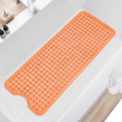 Bath Tub and Shower Mats, Non Slip 40 x 16 Inch Extra Large Bathtub Mat, Machine Washable Bathmat with Drain Holes, Suction Cups for Bathroom Floor, Gray