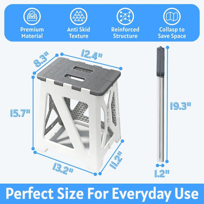 Folding Shower Stool - Foldable & Anti-Slip Shower Chair for Inside Shower - 330lbs Safety Waterproof Plastic Fold Up Shower Seat - Portable Travel Compact Bath Bench for Elderly, Handicap & Disabled
