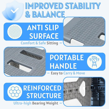 Folding Shower Stool - Foldable & Anti-Slip Shower Chair for Inside Shower - 330lbs Safety Waterproof Plastic Fold Up Shower Seat - Portable Travel Compact Bath Bench for Elderly, Handicap & Disabled