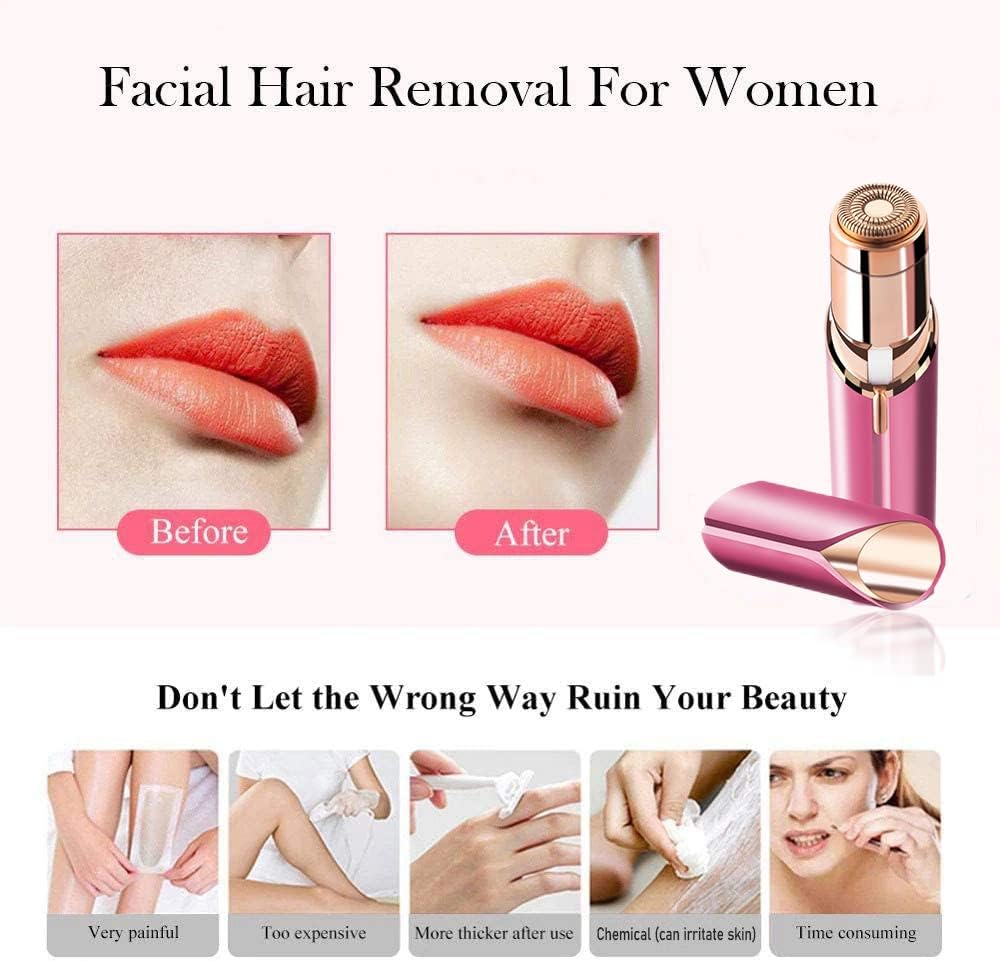 Flawless Facial Hair Remover for Women Painless Face Shaver -Mini Hair Remover, Electric Razor Shaver Portable Bikini Epilator for Lips, Chin, Armpit, Peach Fuzz, Fingers