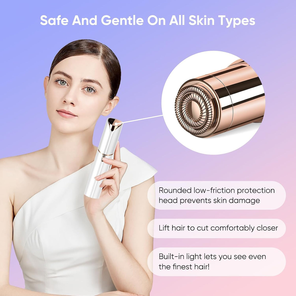 Flawless Facial Hair Remover for Women Painless Face Shaver -Mini Hair Remover, Electric Razor Shaver Portable Bikini Epilator for Lips, Chin, Armpit, Peach Fuzz, Fingers