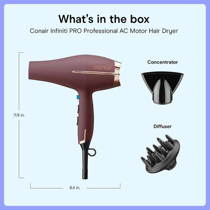 InfinitiPRO Hair Dryer with Diffuser & Concentrator, 1875W, Black