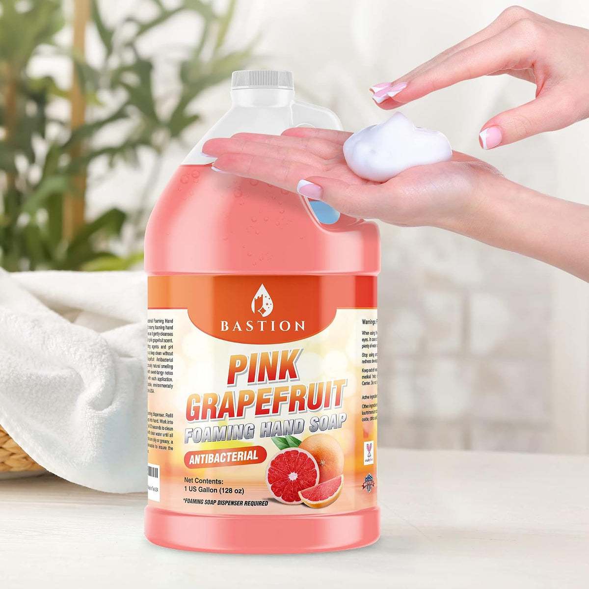 Pink Grapefruit Foaming Antibacterial Hand Soap Refill 1 Gallon (128 oz) Refreshing Pink Grapefruit Scent Bulk Hand Soap-Made In The USA.