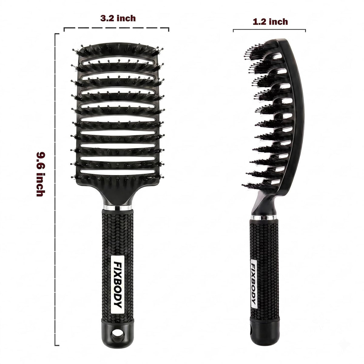 Boar Bristle Hair Brush, Curved Vent Detangling Brush for Wet & Dry Hair