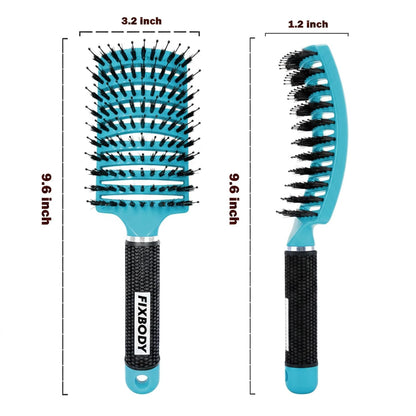 Boar Bristle Hair Brush, Curved Vent Detangling Brush for Wet & Dry Hair
