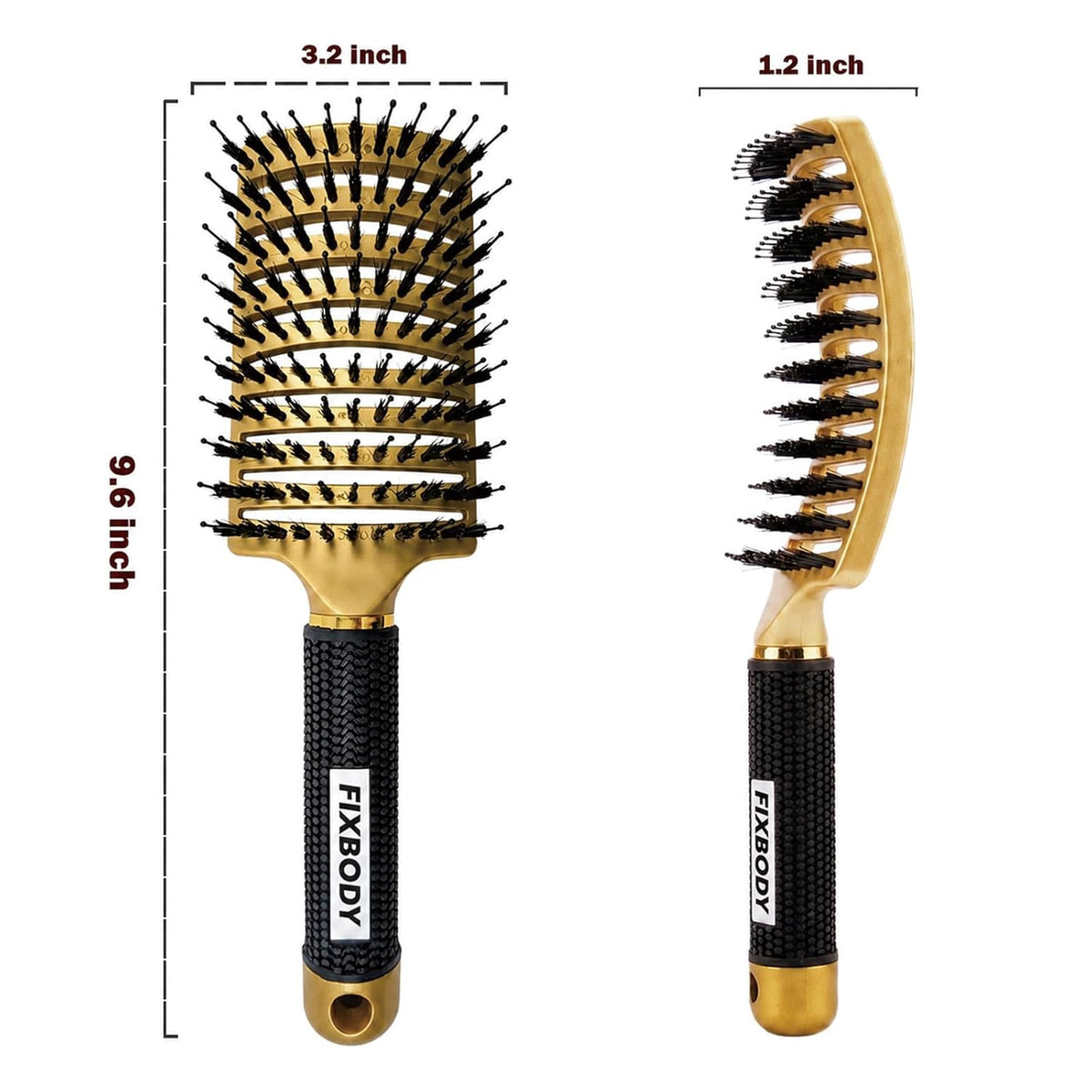 Boar Bristle Hair Brush, Curved Vent Detangling Brush for Wet & Dry Hair