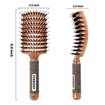 Boar Bristle Hair Brush, Curved Vent Detangling Brush for Wet & Dry Hair