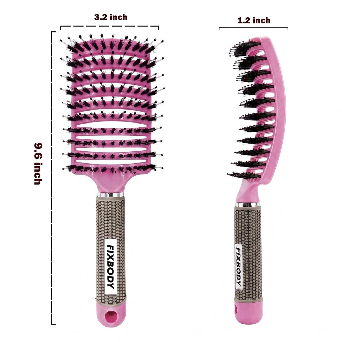 Boar Bristle Hair Brush, Curved Vent Detangling Brush for Wet & Dry Hair
