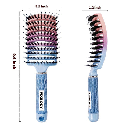 Boar Bristle Hair Brush, Curved Vent Detangling Brush for Wet & Dry Hair
