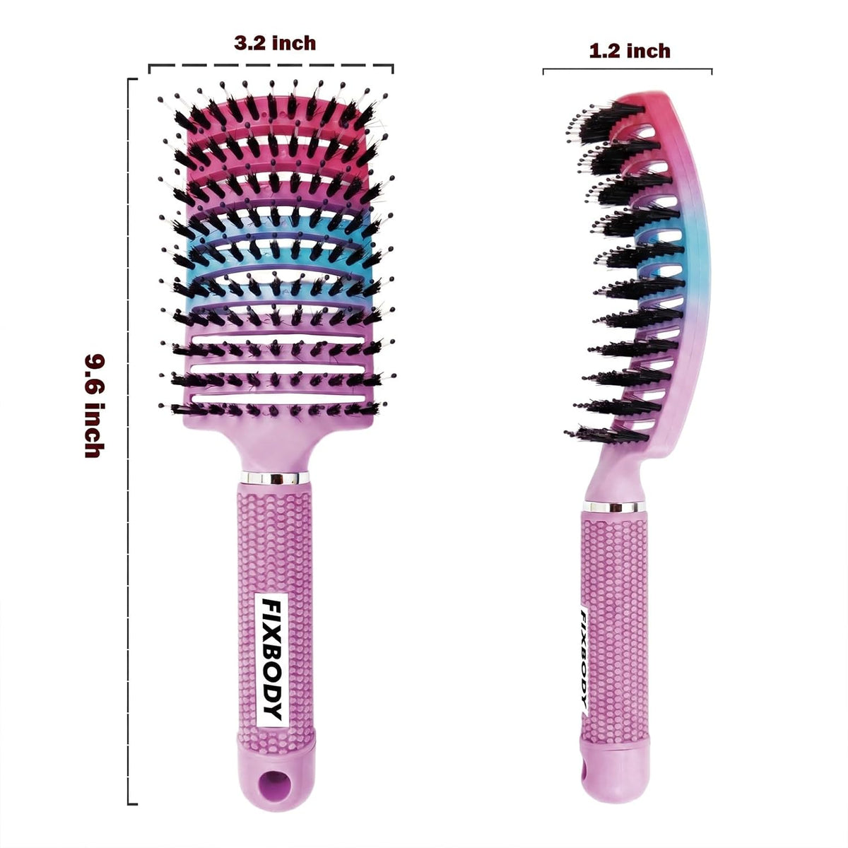 Boar Bristle Hair Brush, Curved Vent Detangling Brush for Wet & Dry Hair