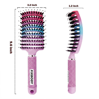 Boar Bristle Hair Brush, Curved Vent Detangling Brush for Wet & Dry Hair