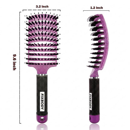 Boar Bristle Hair Brush, Curved Vent Detangling Brush for Wet & Dry Hair