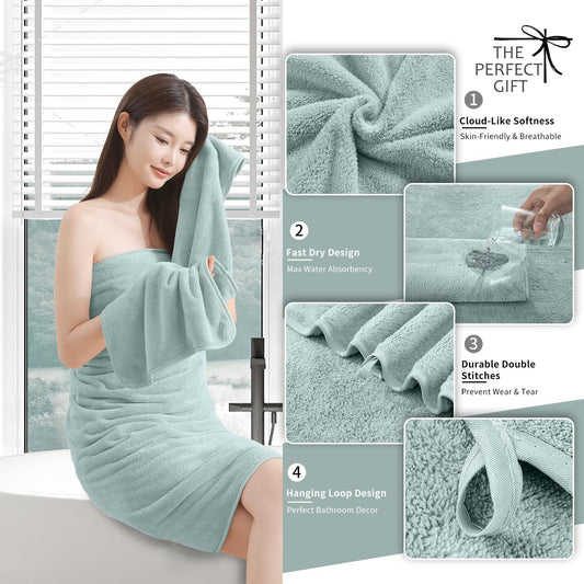 Extra Large Bath Sheet 4 Piece (35"x70")-Ultra Soft Oversized Bath Towel,Bath Sheet Towel Set for Bathroom Hotel,Highly Absorbent Quick Dry Shower Towel Set for Adults,Bath Towel Dark Grey
