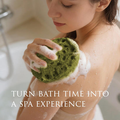 Spongentle Loofah Sponge for Shower and Bathing, Bath Sponge with Dual Texture, Shower Pouf for Gentle and Deep Exfoliation, Large Size Body Scrubber for Men & Women, PU Foam, 37% More Lather