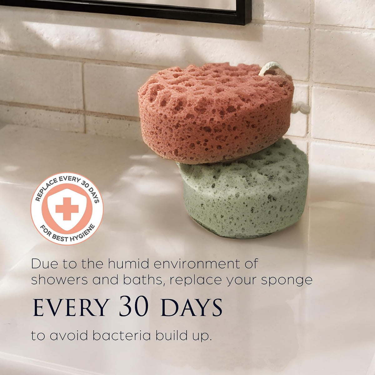Spongentle Loofah Sponge for Shower and Bathing, Bath Sponge with Dual Texture, Shower Pouf for Gentle and Deep Exfoliation, Large Size Body Scrubber for Men & Women, PU Foam, 37% More Lather