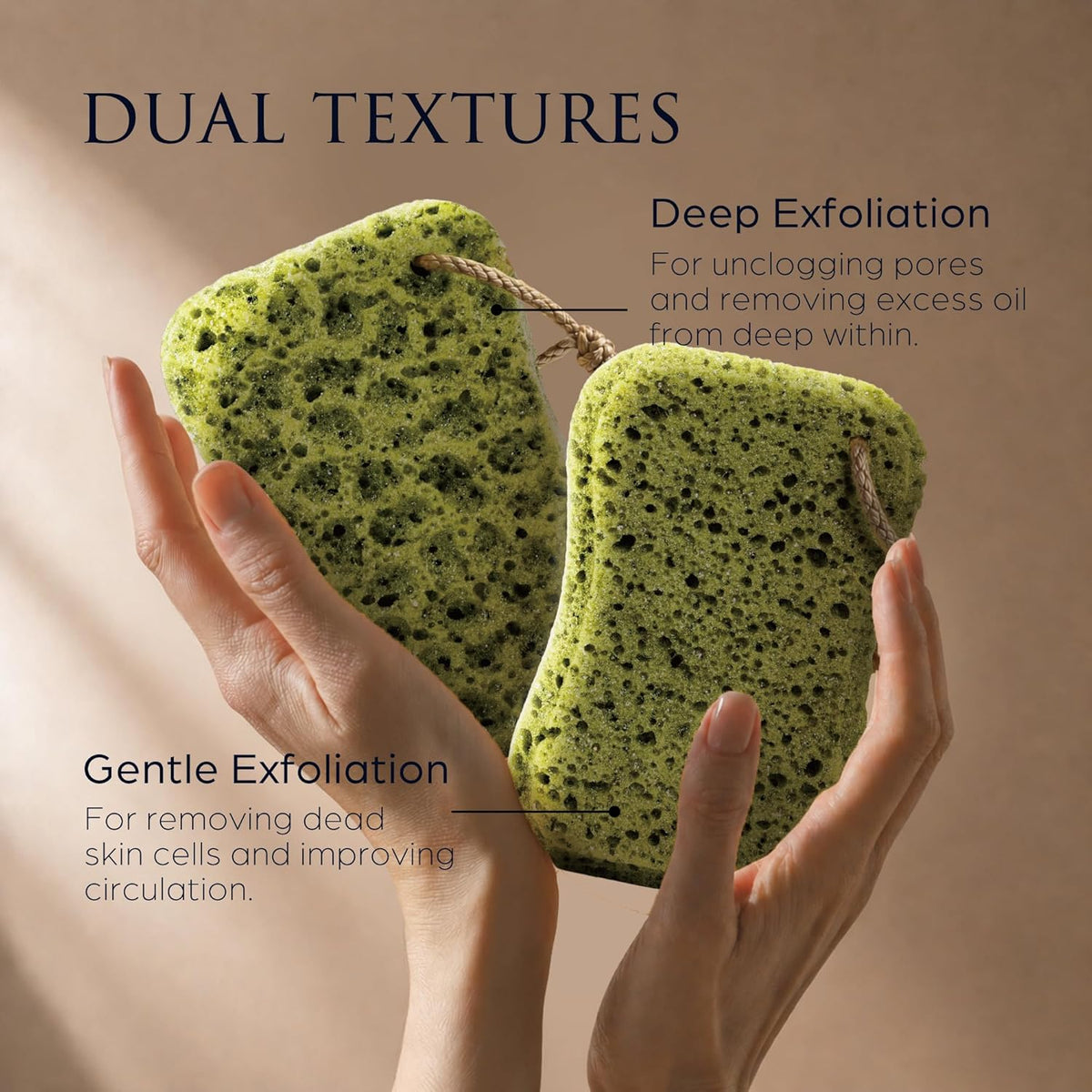 Spongentle Loofah Sponge for Shower and Bathing, Bath Sponge with Dual Texture, Shower Pouf for Gentle and Deep Exfoliation, Large Size Body Scrubber for Men & Women, PU Foam, 37% More Lather
