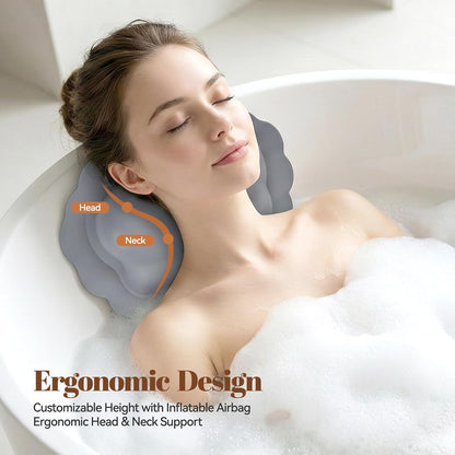 Silicone Bath Pillow for Tub Travel Inflatable Head Neck Support