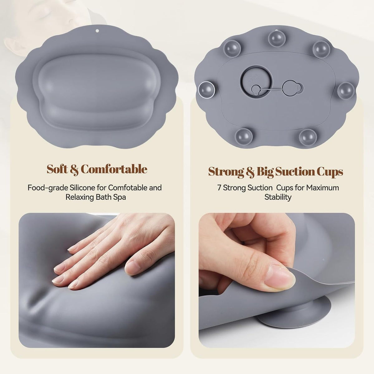 Silicone Bath Pillow for Tub Travel Inflatable Head Neck Support