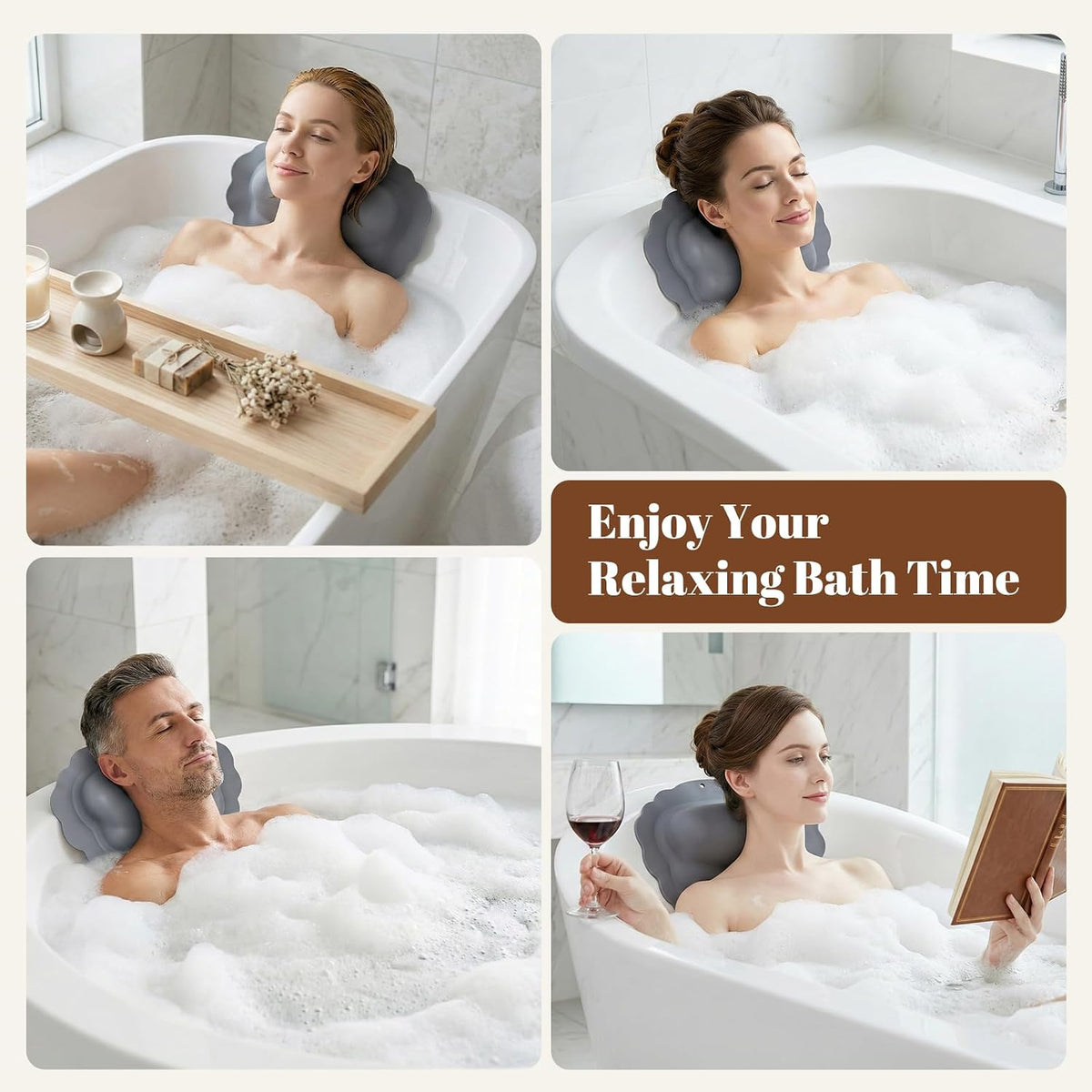 Silicone Bath Pillow for Tub Travel Inflatable Head Neck Support