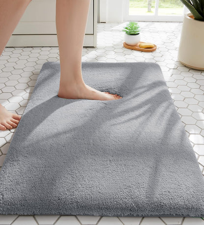 Bathroom Rugs 36x24 Light Gray - Thick Memory Foam Bath Mat, Ultra Soft & Plush Fluffy, Non-Slip, Quick Dry, Absorbent Washable Floor Microfiber Mat for Tub, Home Decor Accessories