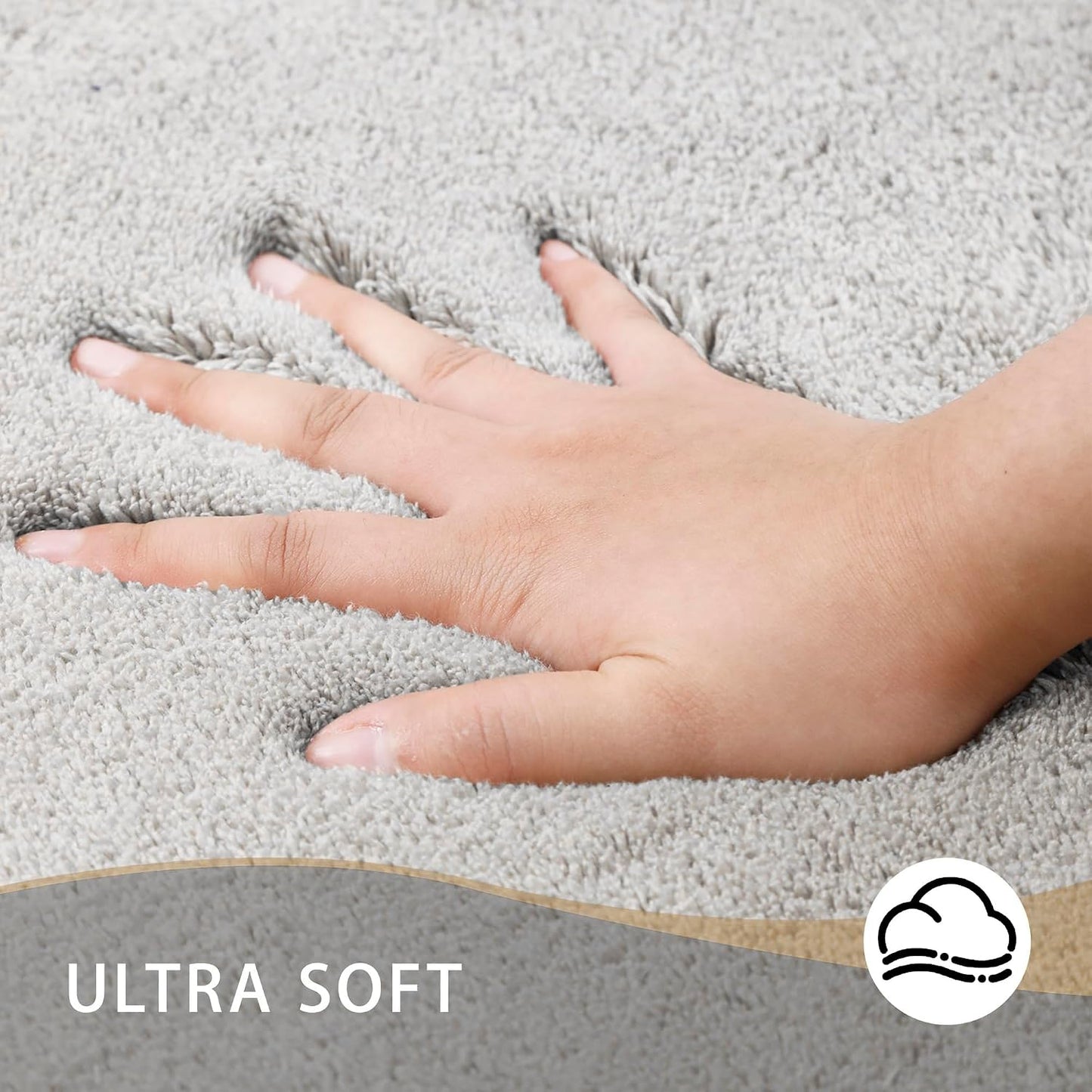 Bathroom Rugs 36x24 Light Gray - Thick Memory Foam Bath Mat, Ultra Soft & Plush Fluffy, Non-Slip, Quick Dry, Absorbent Washable Floor Microfiber Mat for Tub, Home Decor Accessories