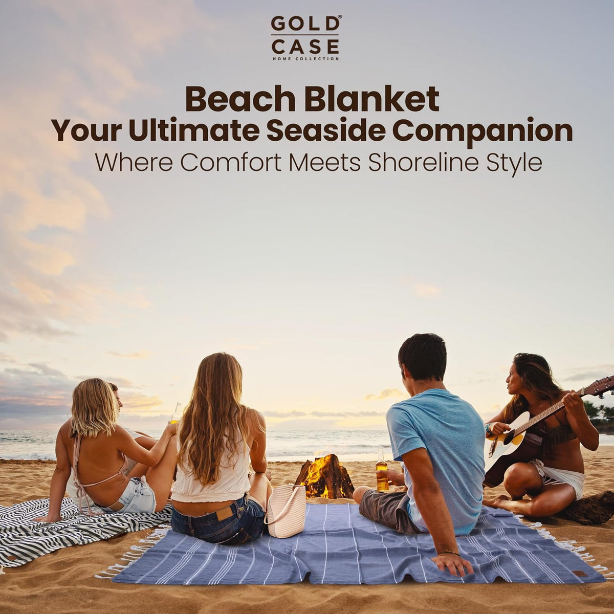 Gold CASE LYCIA Turkish Beach Towel Set of 6 – 100% Cotton Turkish Beach Towels Bulk 70 x 38'' – LYCIA Oversized, Quick Dry & Sand Free Beach Towel – Lightweight Towels Set in Tones of Green