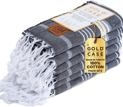 Gold CASE LYCIA Turkish Beach Towel Set of 6 – 100% Cotton Turkish Beach Towels Bulk 70 x 38'' – LYCIA Oversized, Quick Dry & Sand Free Beach Towel – Lightweight Towels Set in Tones of Green