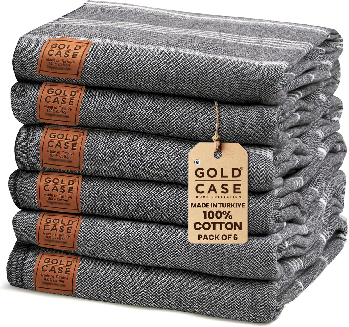 Gold CASE LYCIA Turkish Beach Towel Set of 6 – 100% Cotton Turkish Beach Towels Bulk 70 x 38'' – LYCIA Oversized, Quick Dry & Sand Free Beach Towel – Lightweight Towels Set in Tones of Green