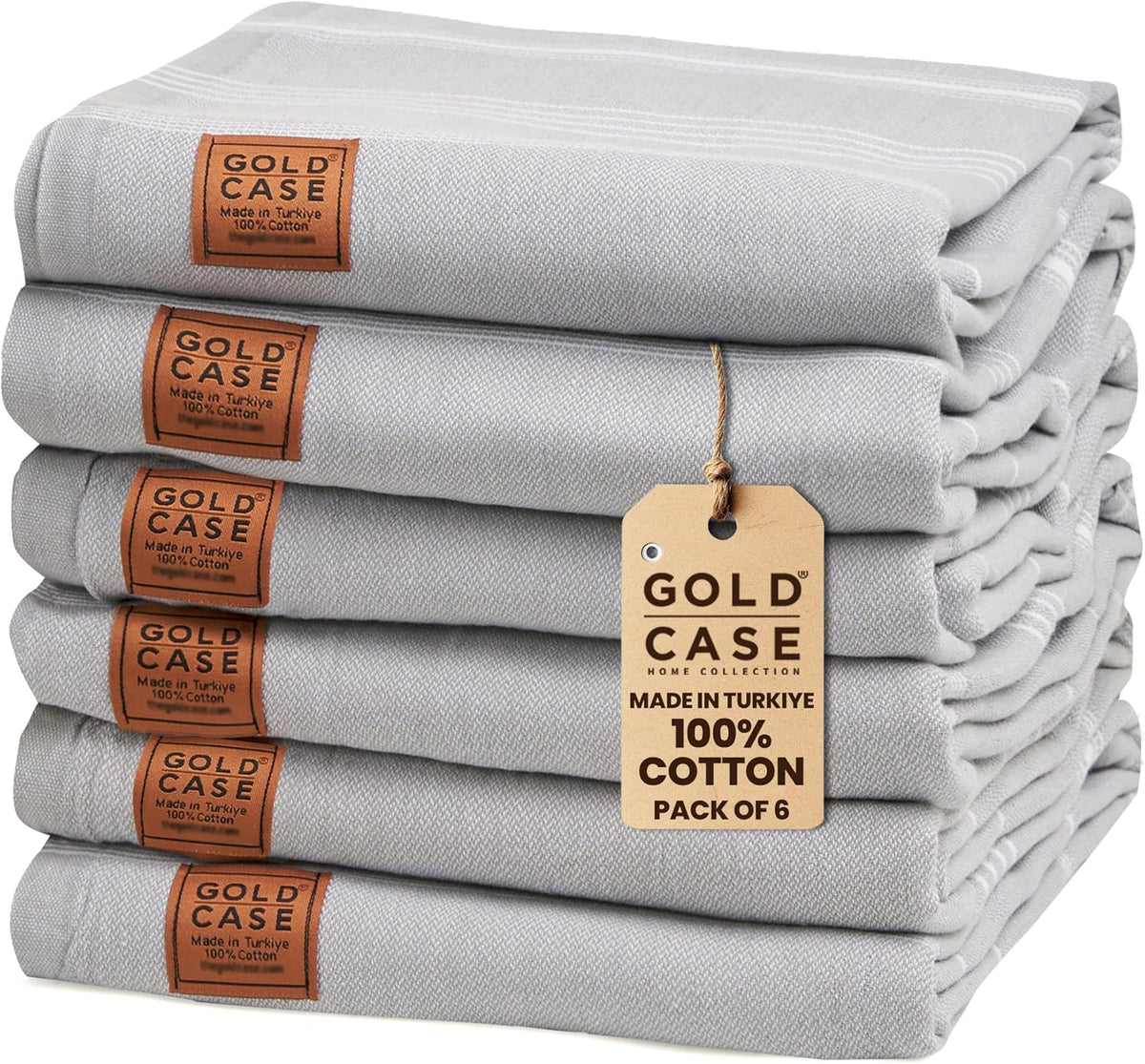 Gold CASE LYCIA Turkish Beach Towel Set of 6 – 100% Cotton Turkish Beach Towels Bulk 70 x 38'' – LYCIA Oversized, Quick Dry & Sand Free Beach Towel – Lightweight Towels Set in Tones of Green