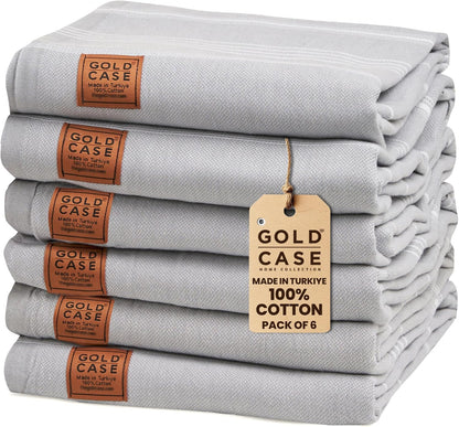 Gold CASE LYCIA Turkish Beach Towel Set of 6 – 100% Cotton Turkish Beach Towels Bulk 70 x 38'' – LYCIA Oversized, Quick Dry & Sand Free Beach Towel – Lightweight Towels Set in Tones of Green