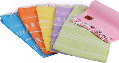 Gold CASE LYCIA Turkish Beach Towel Set of 6 – 100% Cotton Turkish Beach Towels Bulk 70 x 38'' – LYCIA Oversized, Quick Dry & Sand Free Beach Towel – Lightweight Towels Set in Tones of Green