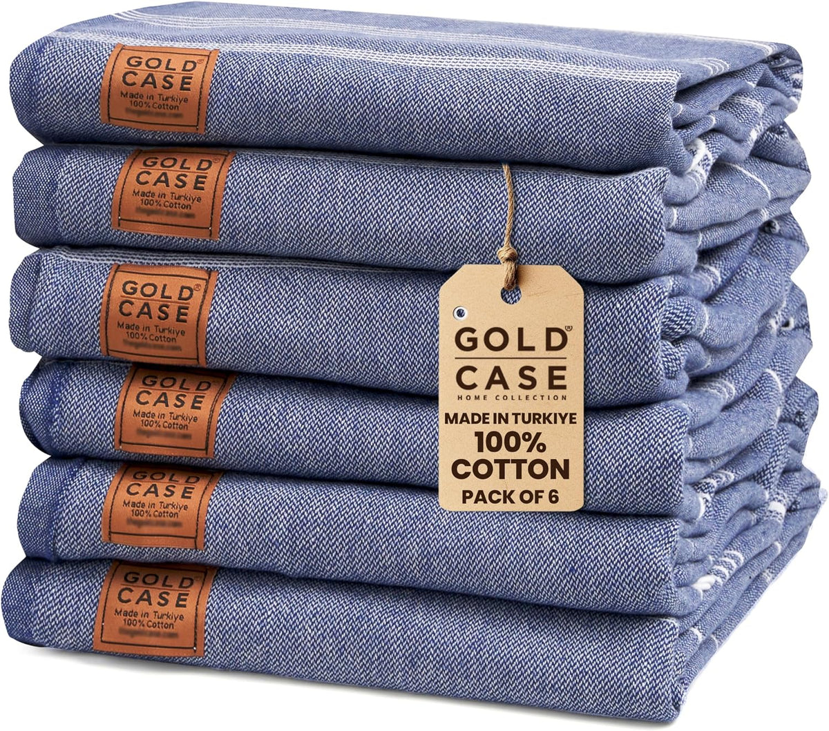 Gold CASE LYCIA Turkish Beach Towel Set of 6 – 100% Cotton Turkish Beach Towels Bulk 70 x 38'' – LYCIA Oversized, Quick Dry & Sand Free Beach Towel – Lightweight Towels Set in Tones of Green