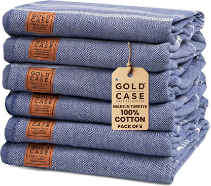 Gold CASE LYCIA Turkish Beach Towel Set of 6 – 100% Cotton Turkish Beach Towels Bulk 70 x 38'' – LYCIA Oversized, Quick Dry & Sand Free Beach Towel – Lightweight Towels Set in Tones of Green