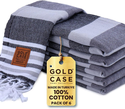 Gold CASE LYCIA Turkish Beach Towel Set of 6 – 100% Cotton Turkish Beach Towels Bulk 70 x 38'' – LYCIA Oversized, Quick Dry & Sand Free Beach Towel – Lightweight Towels Set in Tones of Green