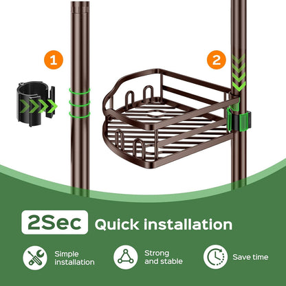 Shower Caddy Tension Pole: Rustproof Quick Install Standing Corner Bathroom Organizer Shelf on Floor for Renters - 4-Tier Large Capacity Storage Rack with Soap Holder for Apartment -Black