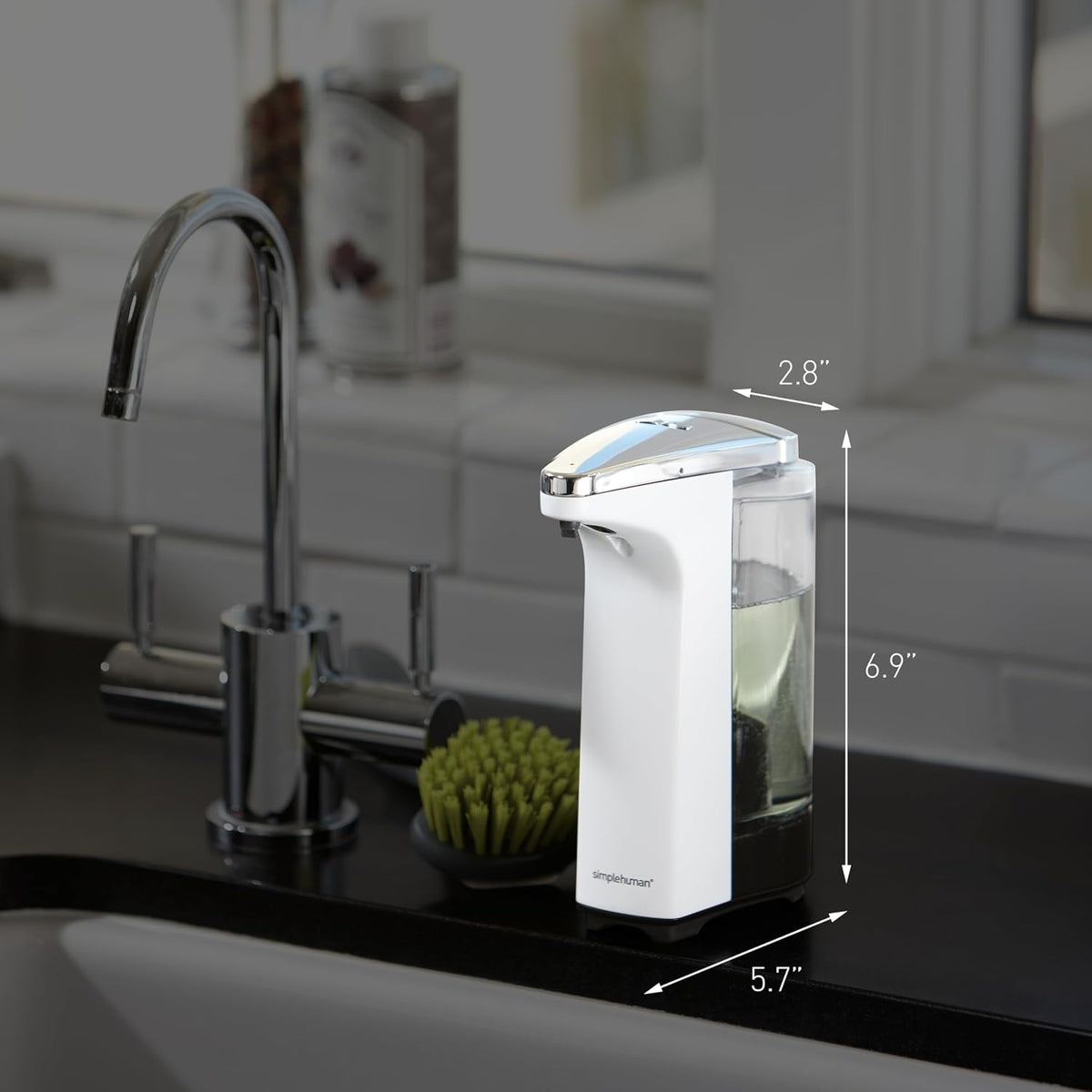 8 oz. Touch-Free Sensor Liquid Soap Pump Dispenser with Soap Sample, Brushed Nickel