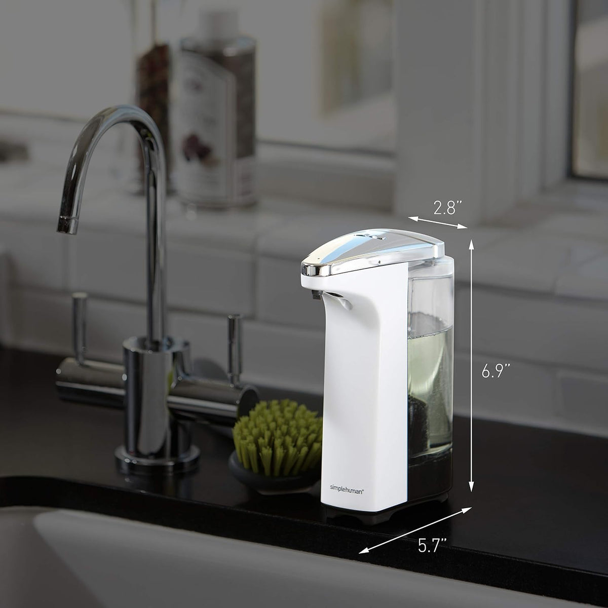 8 oz. Touch-Free Sensor Liquid Soap Pump Dispenser with Soap Sample, Brushed Nickel