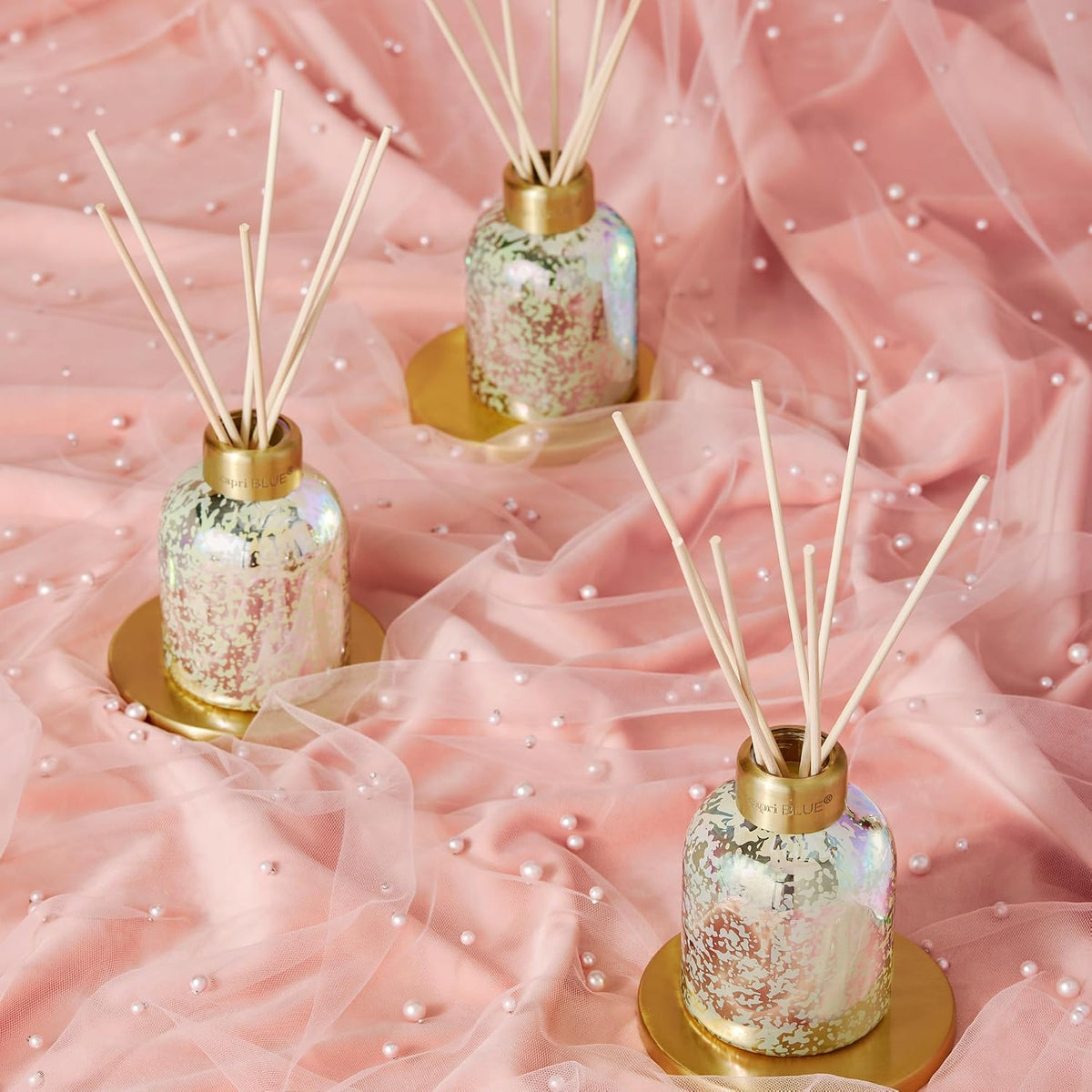 Reed Diffuser - Reed Diffuser Set Includes Scented Oil, Sticks, and Mercury Iridescent Glass Bottle - Home Decor Room Fresheners - Volcano (5.7 fl oz)