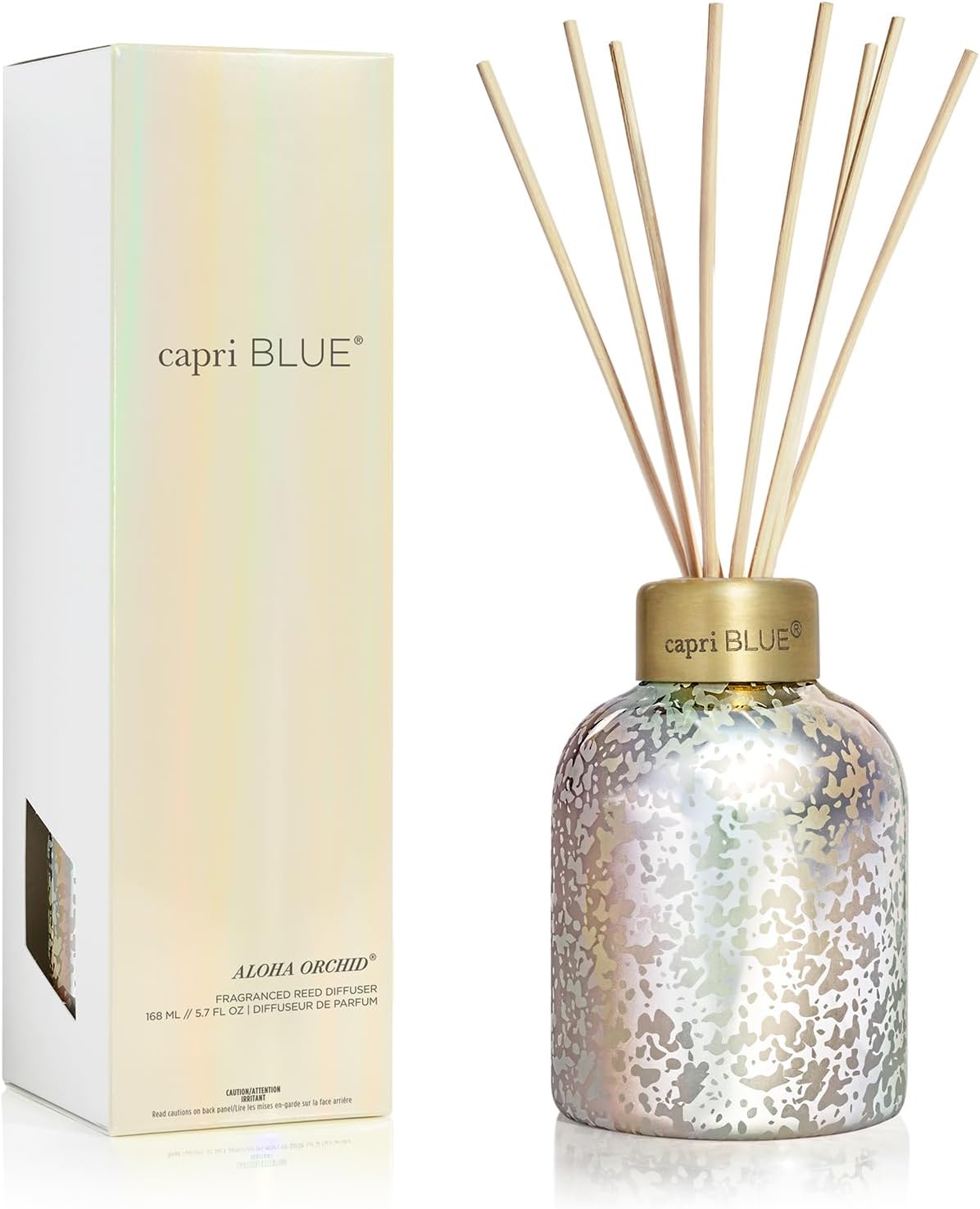 Reed Diffuser - Reed Diffuser Set Includes Scented Oil, Sticks, and Mercury Iridescent Glass Bottle - Home Decor Room Fresheners - Volcano (5.7 fl oz)