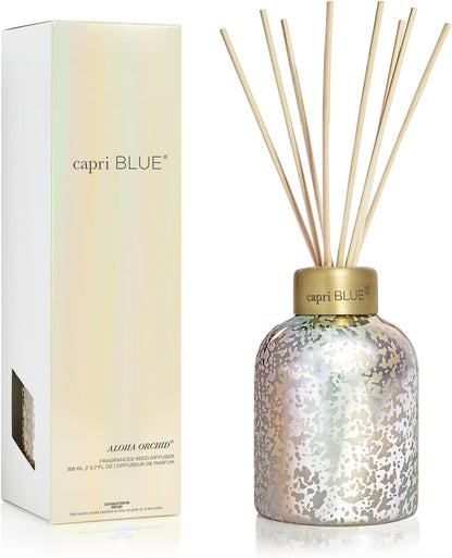 Reed Diffuser - Reed Diffuser Set Includes Scented Oil, Sticks, and Mercury Iridescent Glass Bottle - Home Decor Room Fresheners - Volcano (5.7 fl oz)