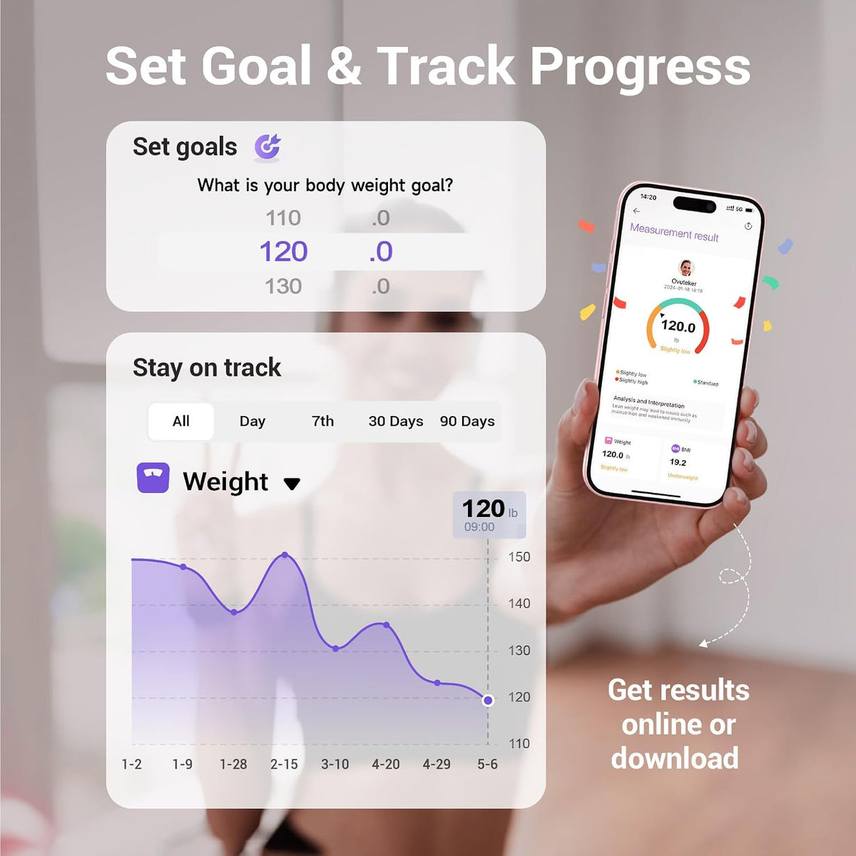 Smart Scale for Body Weight Digital Bathroom Scale with BMI Body Fat