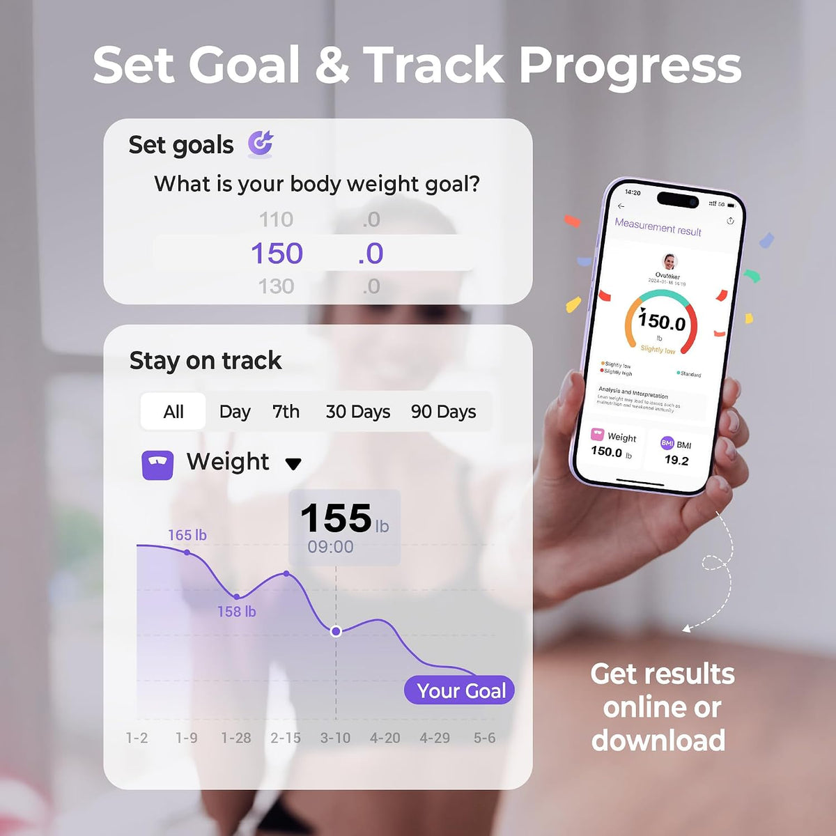 Smart Scale for Body Weight Digital Bathroom Scale with BMI Body Fat