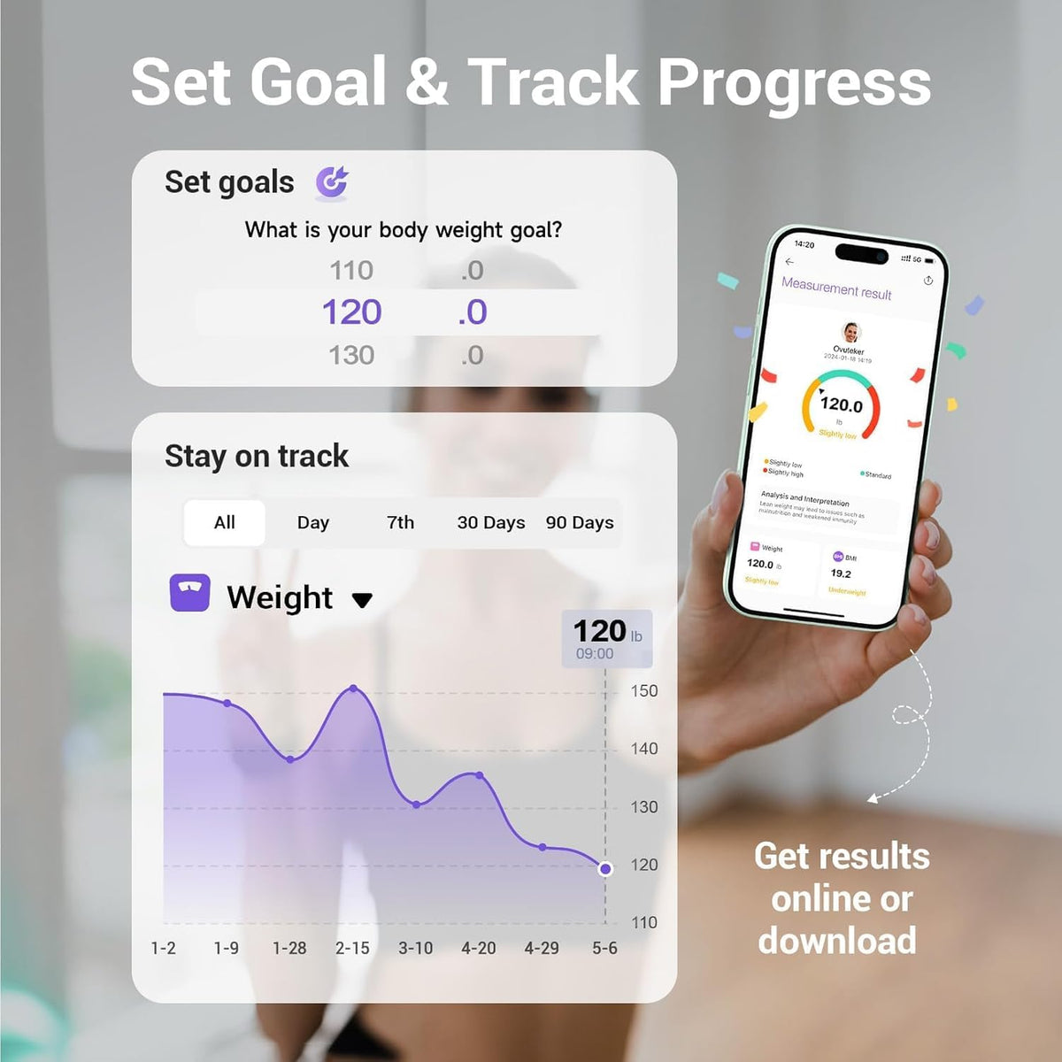 Smart Scale for Body Weight Digital Bathroom Scale with BMI Body Fat