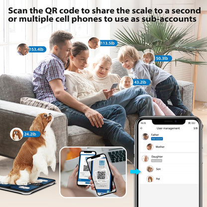 Smart Bathroom Scale for Body Weight and Fat, APP-Free Mode