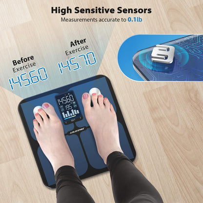 Smart Bathroom Scale for Body Weight and Fat, APP-Free Mode