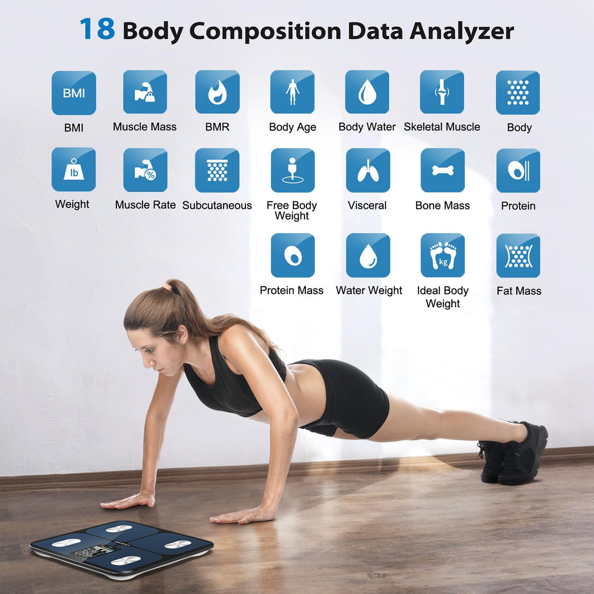 Smart Bathroom Scale for Body Weight and Fat, APP-Free Mode
